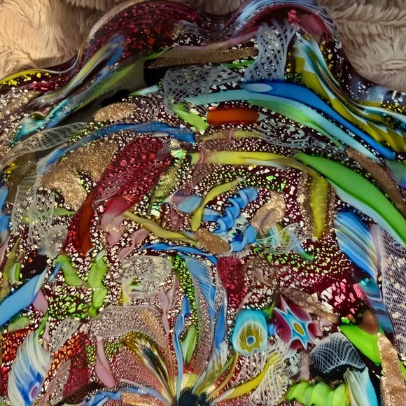 1950’s AVEM Oval Dish Multi-Colored Bizantino Murano Glass Tutti Frutti - Picture 4 of 12